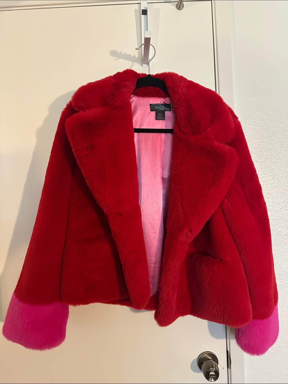 Levival Faux Fur Red and Pink Jacket - Women